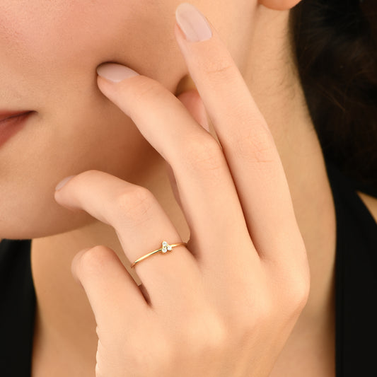 Taşlı Minimal Tasarım 14 Ayar Yüzük