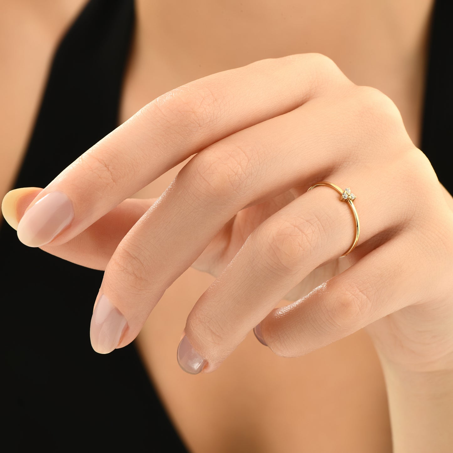 Taşlı Minimal Tasarım 14 Ayar Yüzük