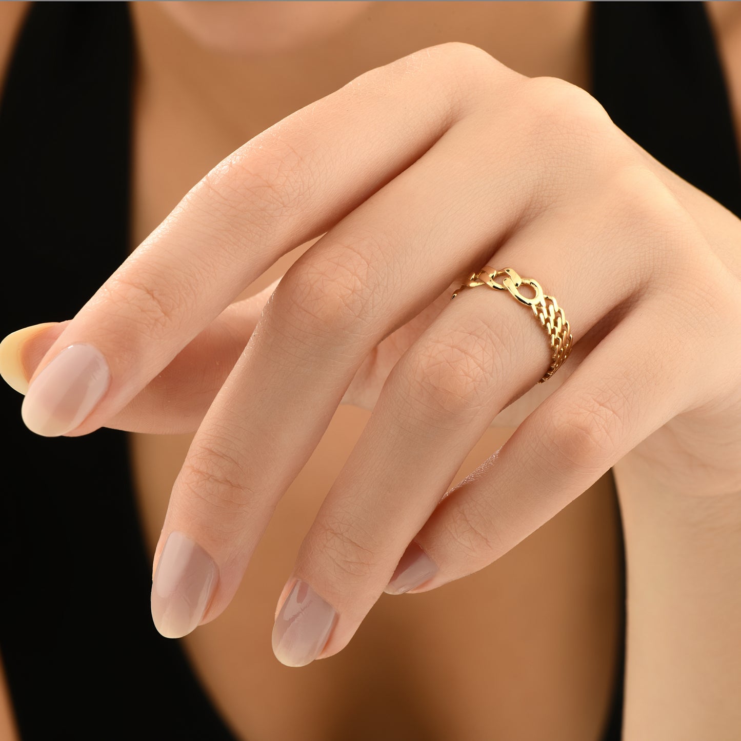 Tasarım Zincir 14 Ayar Altın Yüzük