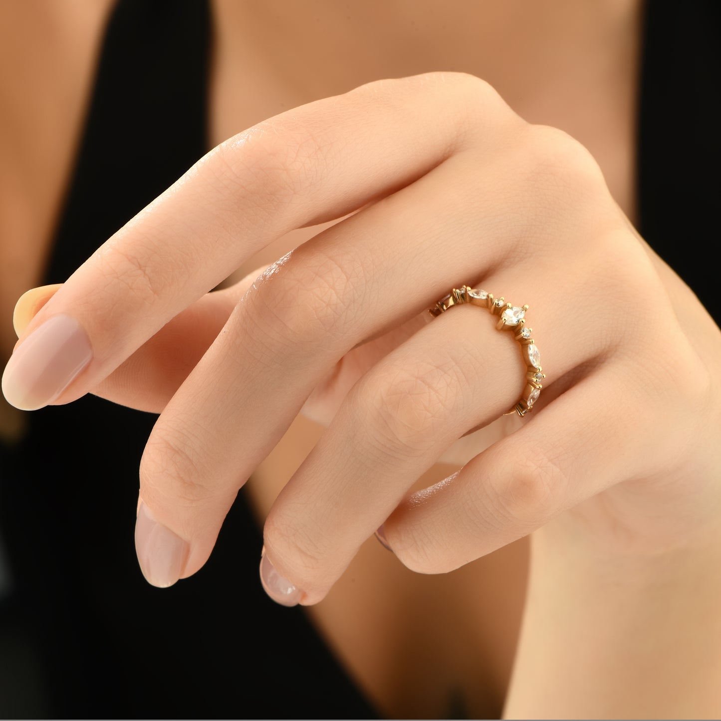 Markiz Taşlı 14 Ayar Altın Yüzük