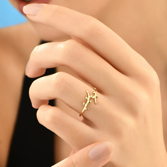 Zeytin Yaprağı 14 Ayar Altın Yüzük