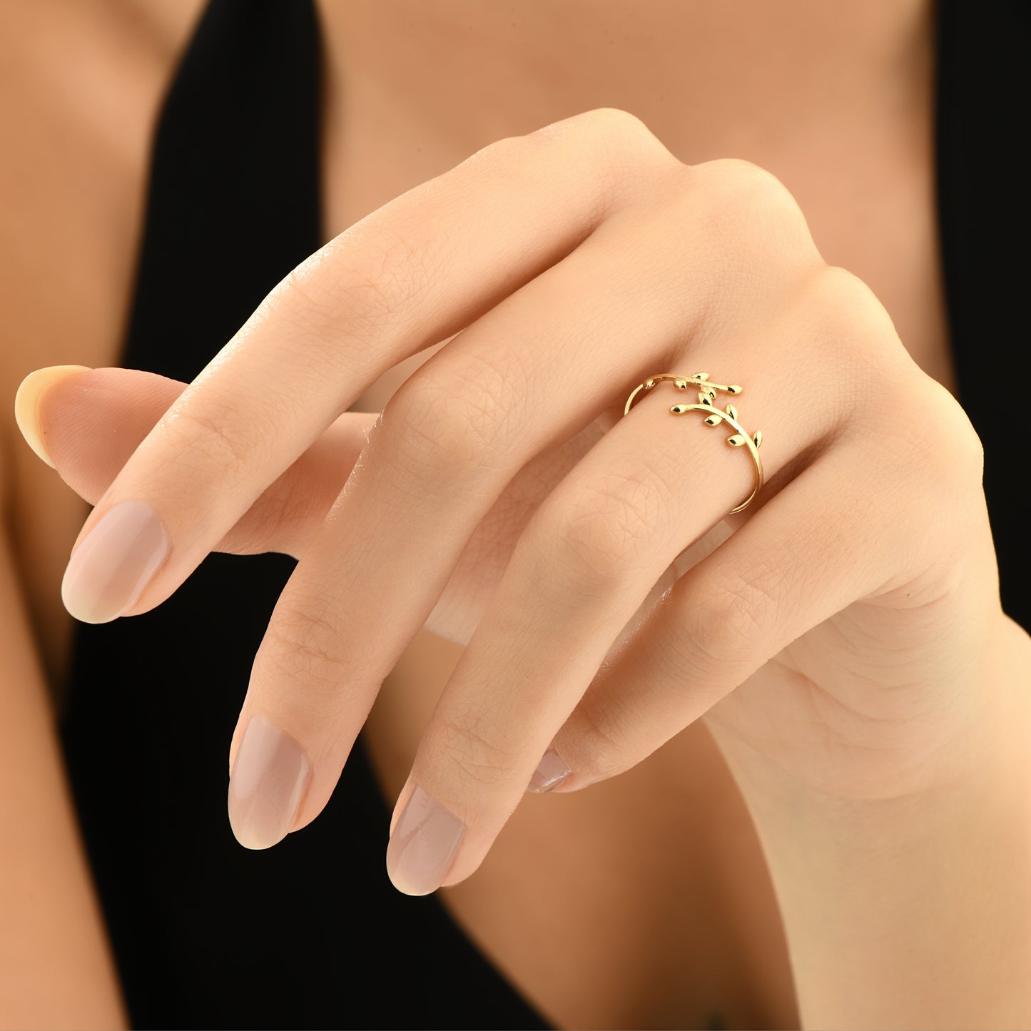 Zeytin Yaprağı 14 Ayar Altın Yüzük