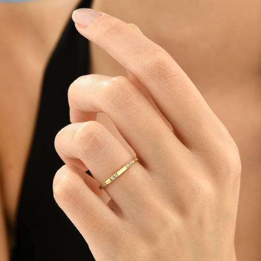 Taşlı Alyans Model 14 Ayar Altın Yüzük