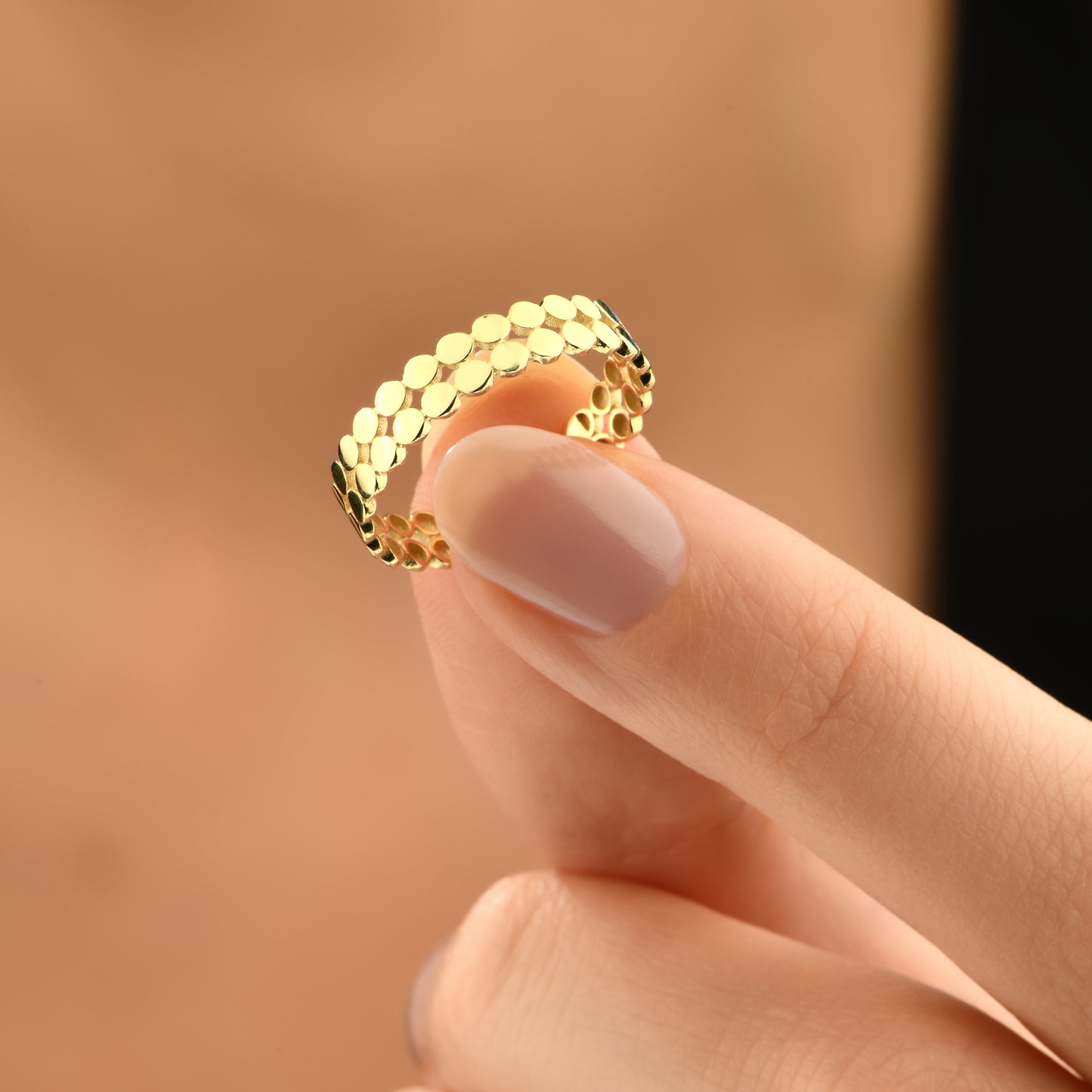 Çift Sıralı Petek Model Minimal Tamtur 14 Ayar Altın Yüzük