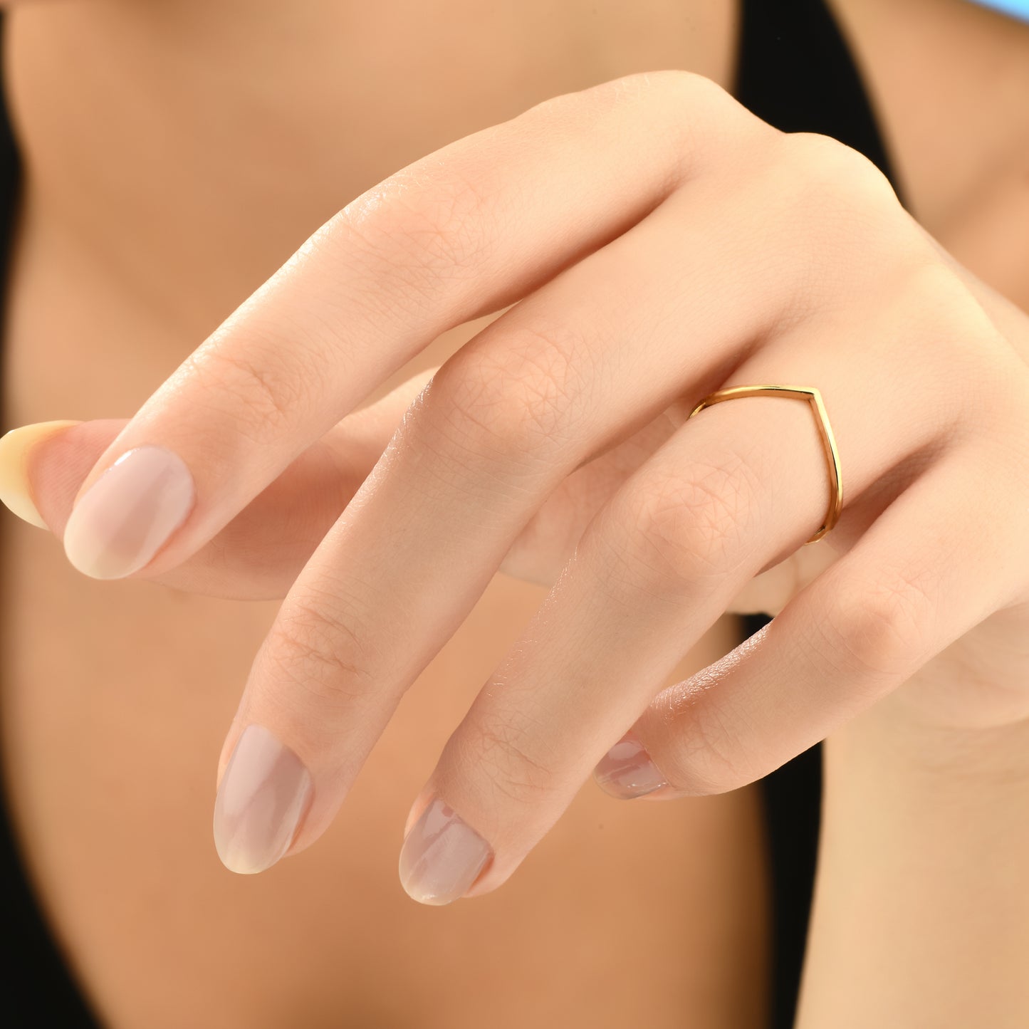 Minimal V Yüzük 14 Ayar Altın