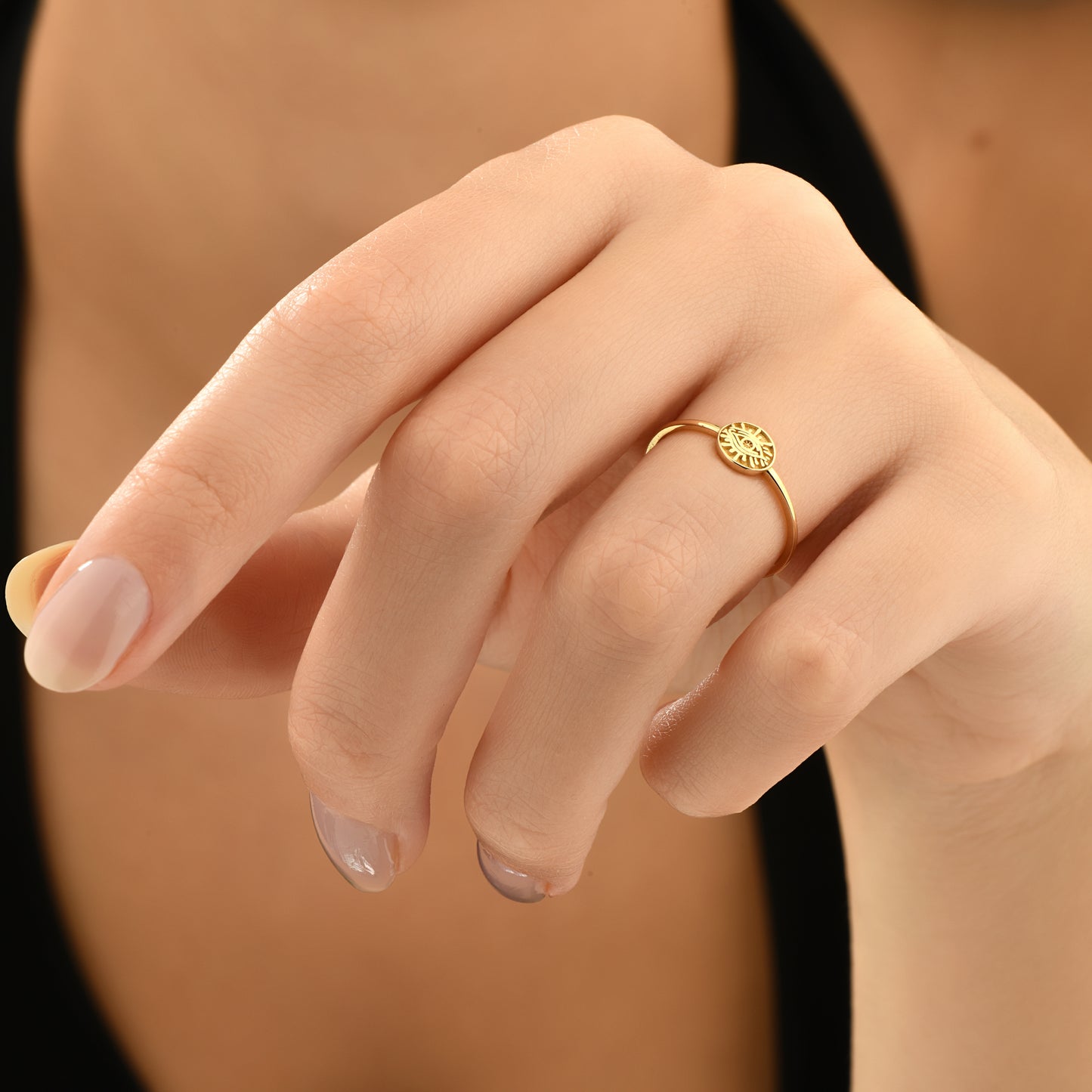 Antik Nazar Göz 14 Ayar Altın Yüzük