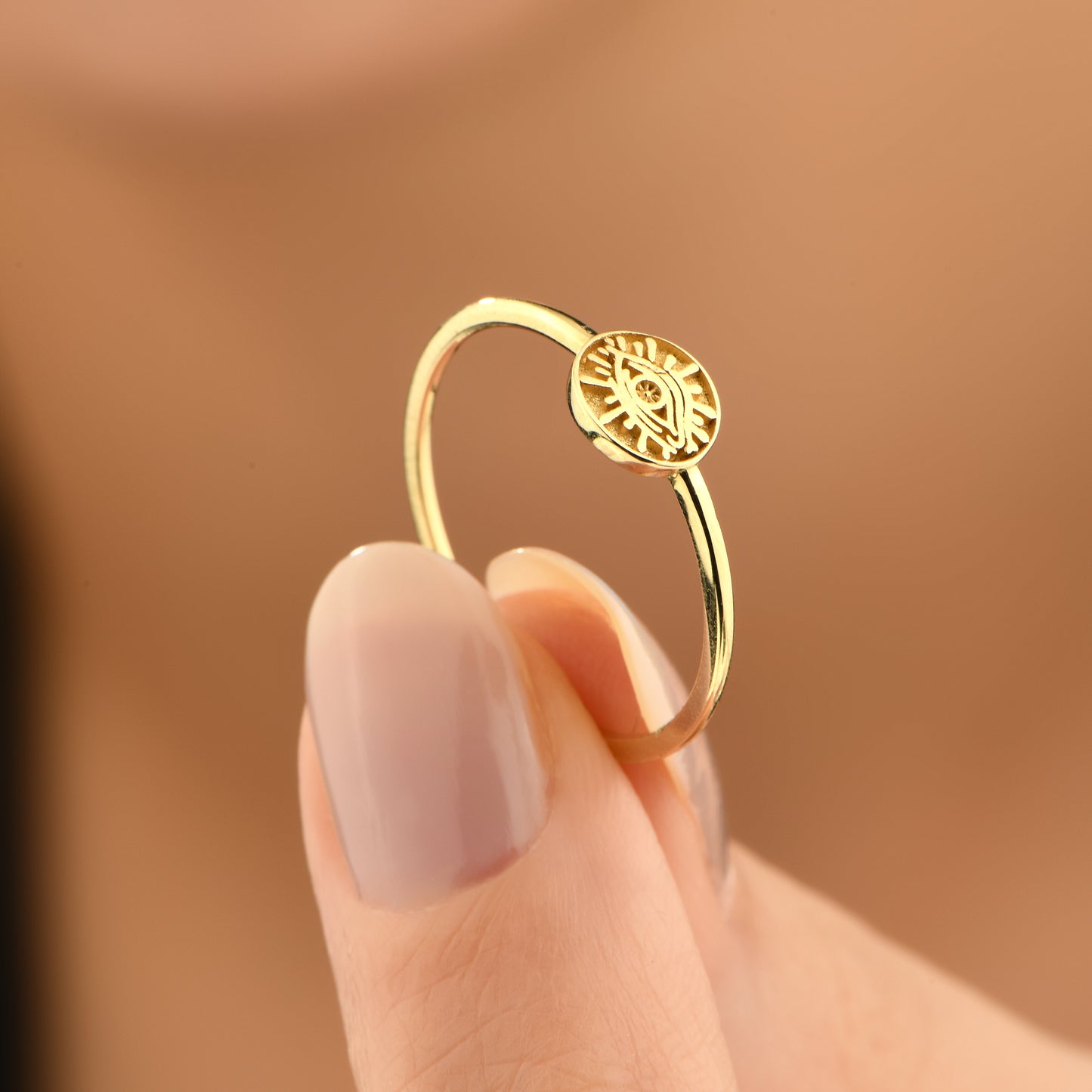 Antik Nazar Göz 14 Ayar Altın Yüzük