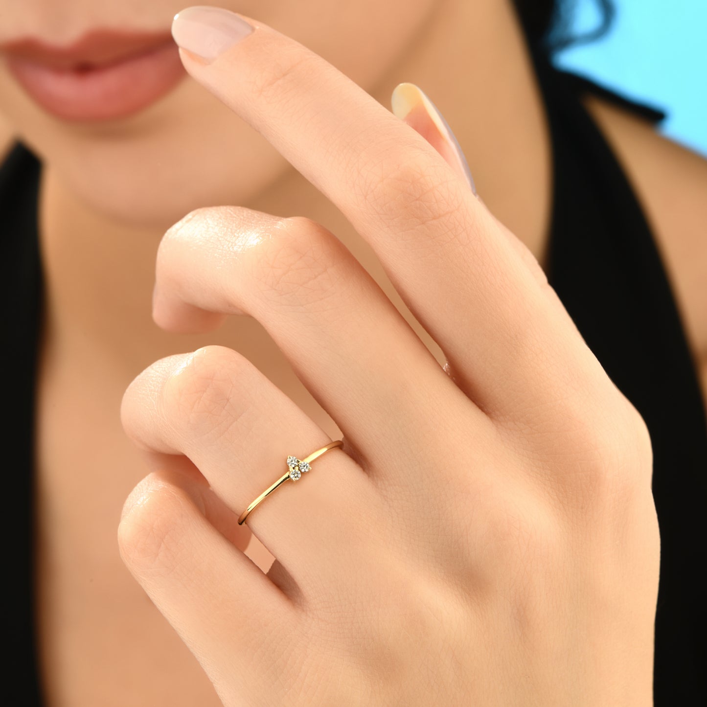 Taşlı Minimal Tasarım 14 Ayar Yüzük