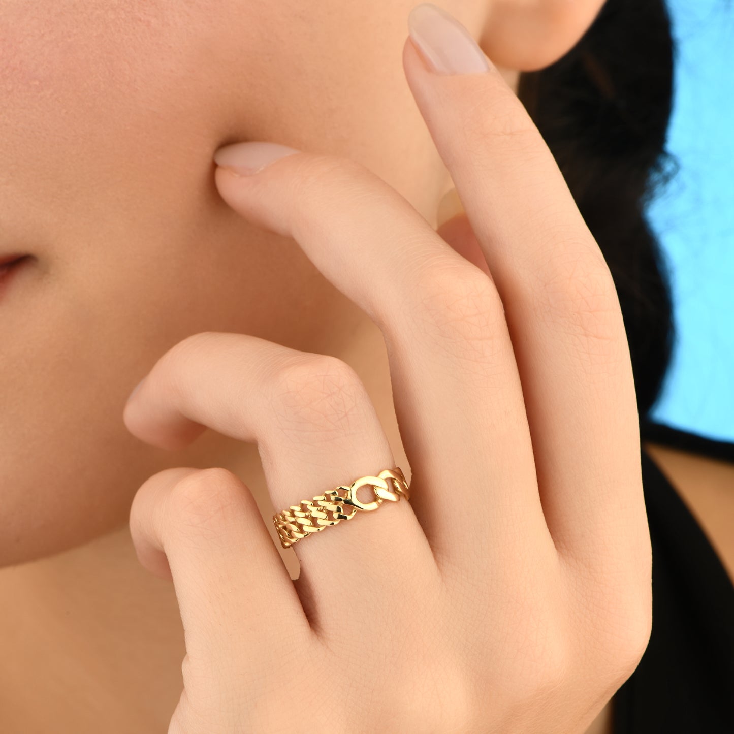 Tasarım Zincir 14 Ayar Altın Yüzük