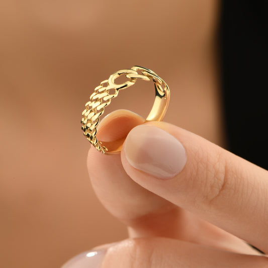 Tasarım Zincir 14 Ayar Altın Yüzük