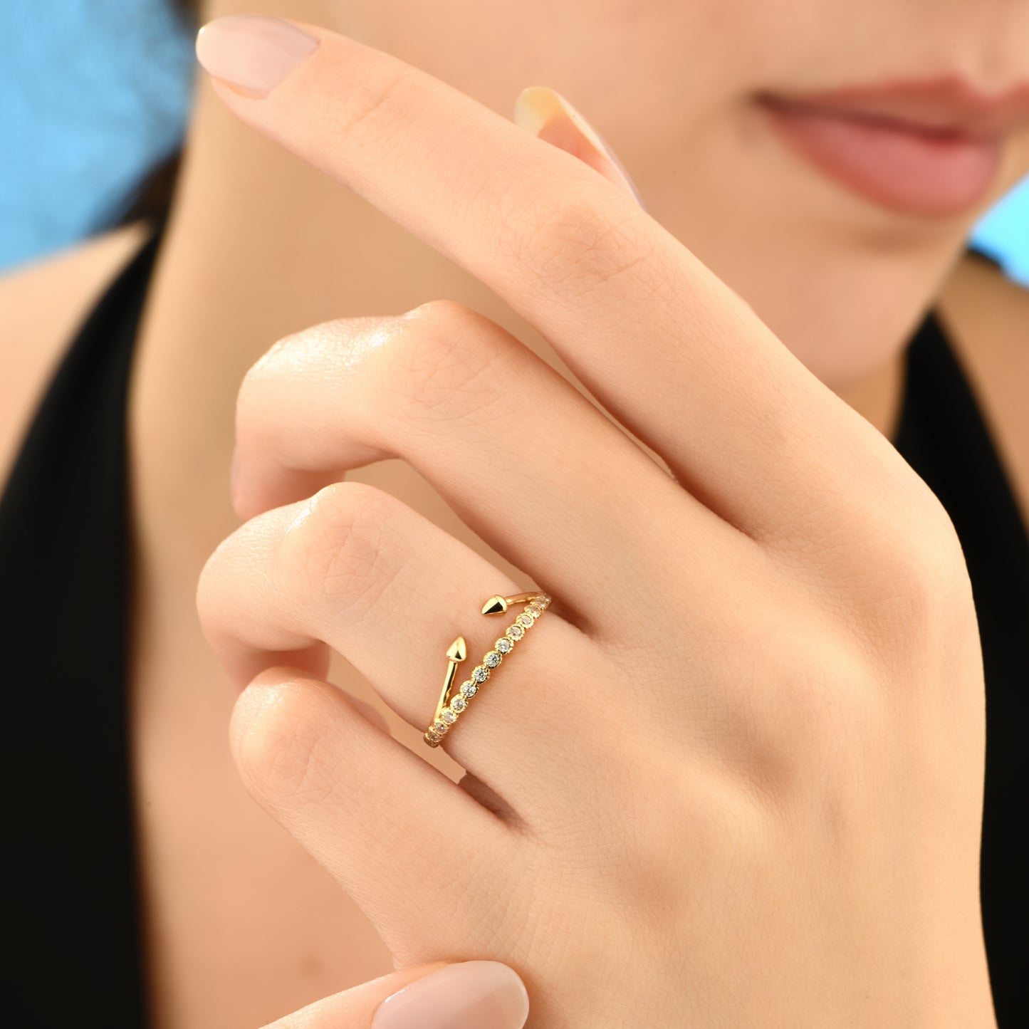 Taş ve Ok Tasarım 14 Ayar Altın Yüzük