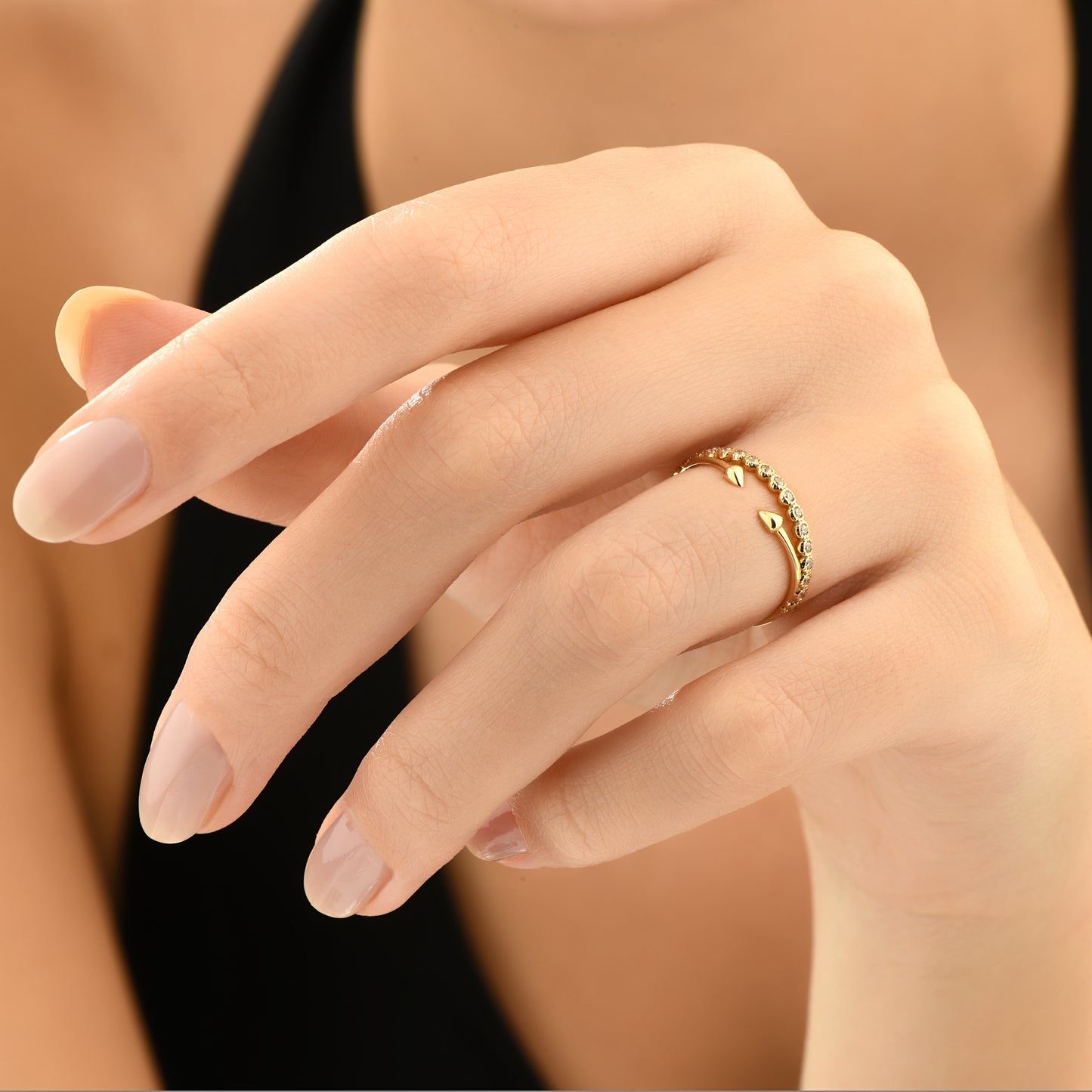 Taş ve Ok Tasarım 14 Ayar Altın Yüzük