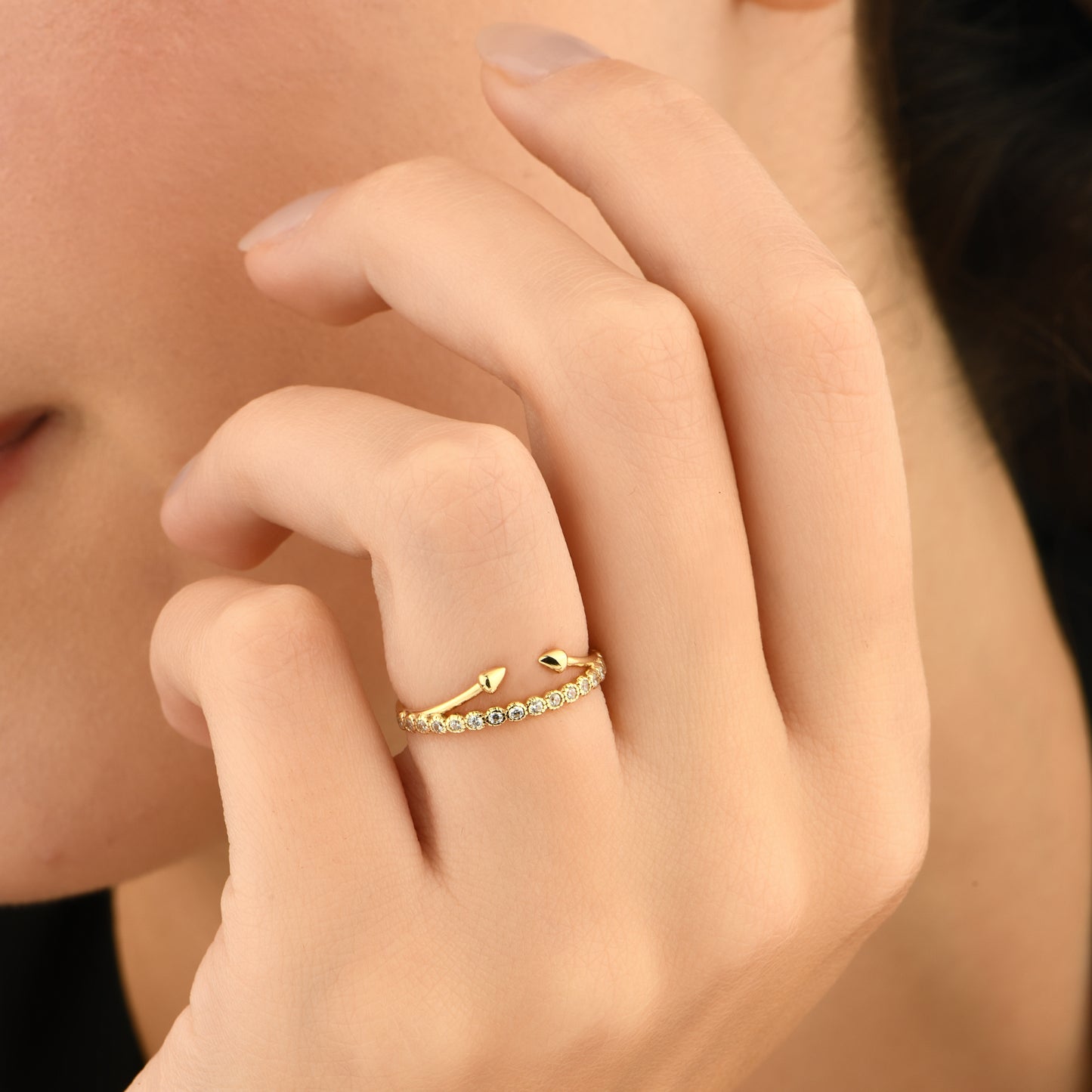 Taş ve Ok Tasarım 14 Ayar Altın Yüzük