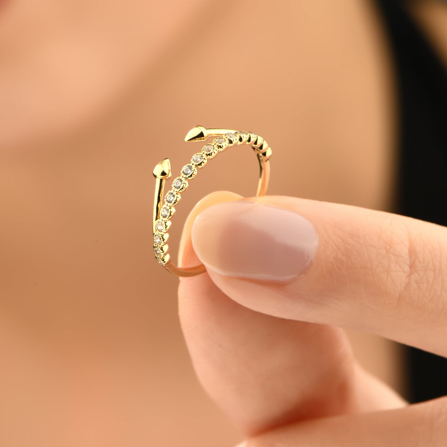 Taş ve Ok Tasarım 14 Ayar Altın Yüzük