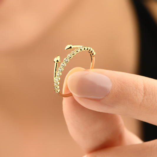 Taş ve Ok Tasarım 14 Ayar Altın Yüzük