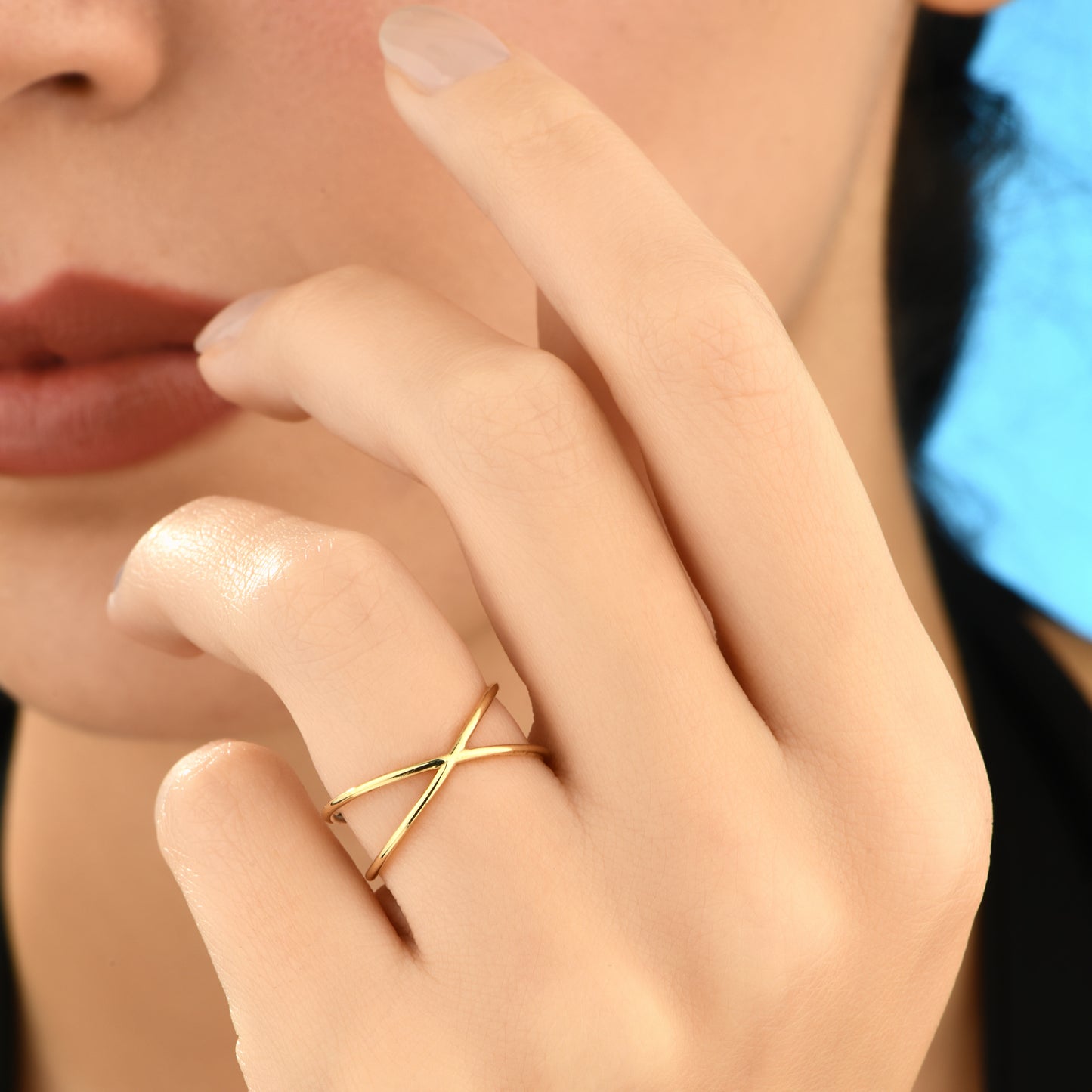 Çapraz X 14 Ayar Altın Yüzük