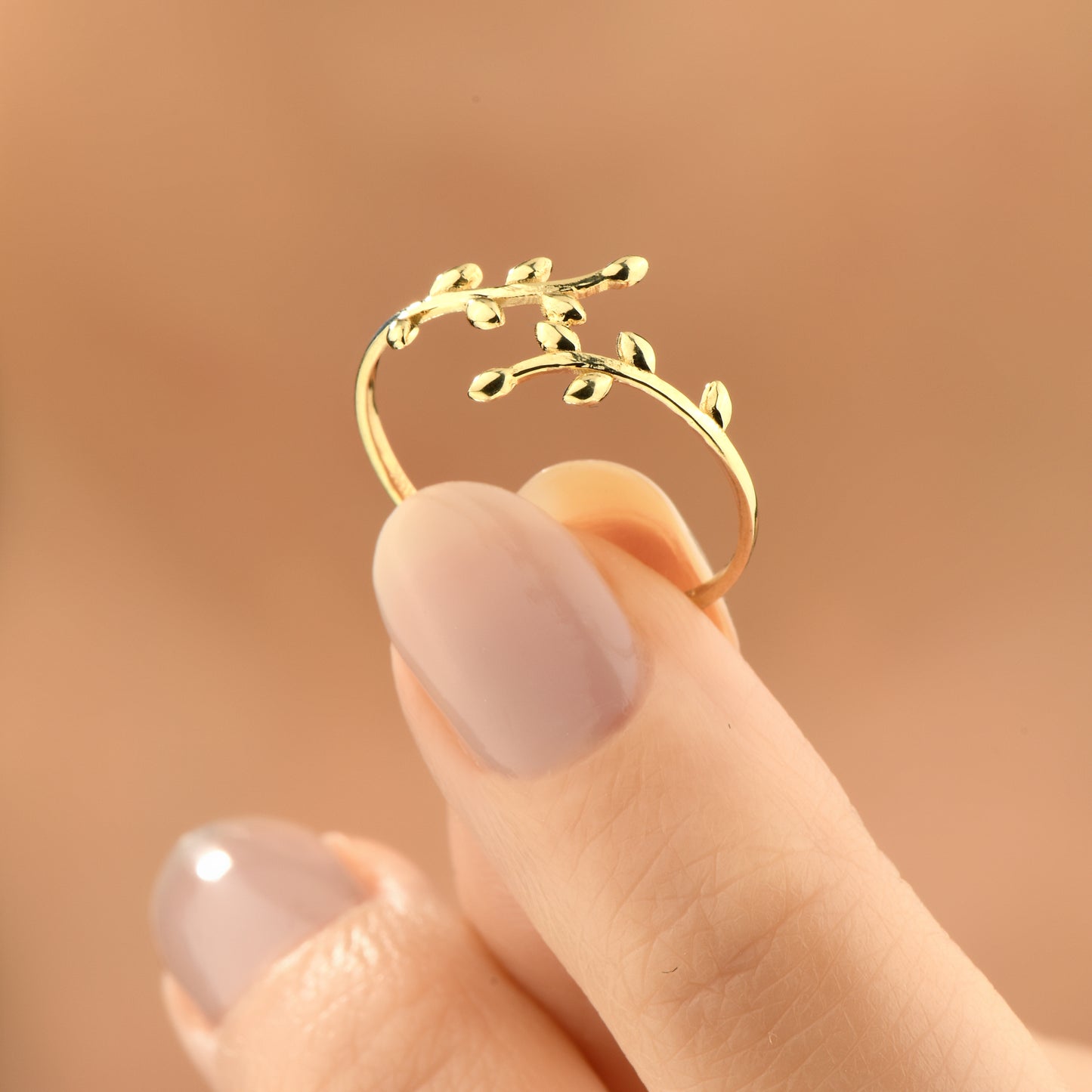 Zeytin Yaprağı 14 Ayar Altın Yüzük