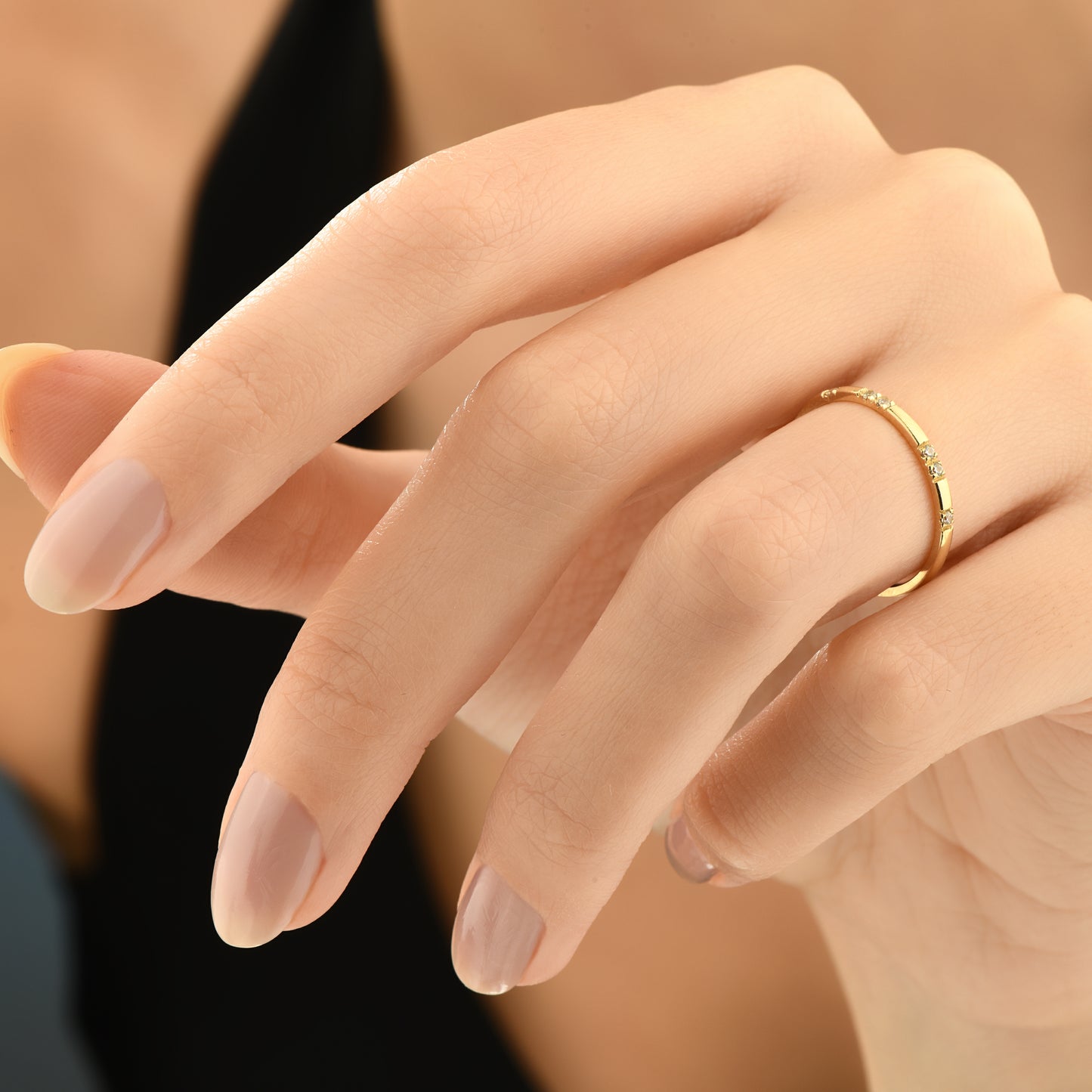 Taşlı Alyans Model 14 Ayar Altın Yüzük