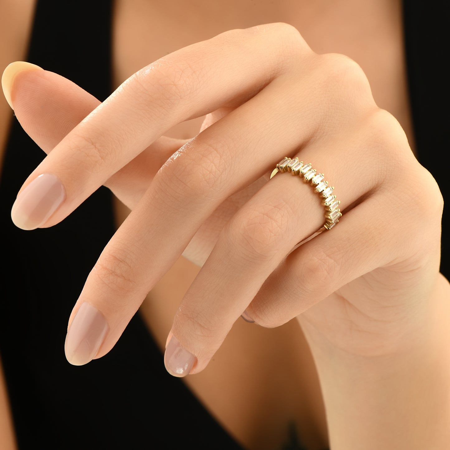 Baget Yarımtur 14 Ayar Altın Yüzük