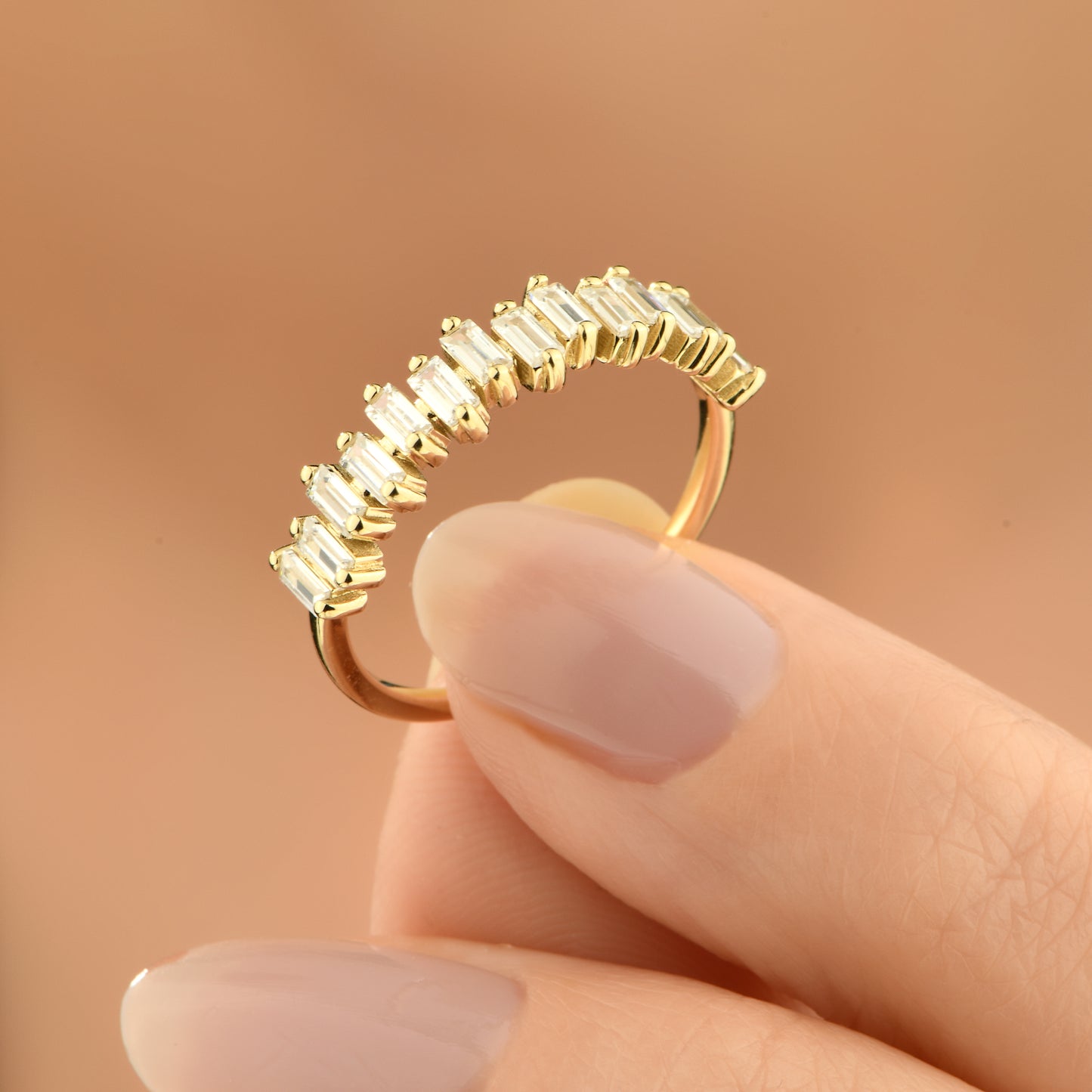 Baget Yarımtur 14 Ayar Altın Yüzük