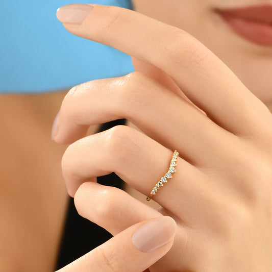 Kavisli Taç 14 Ayar Altın Yüzük