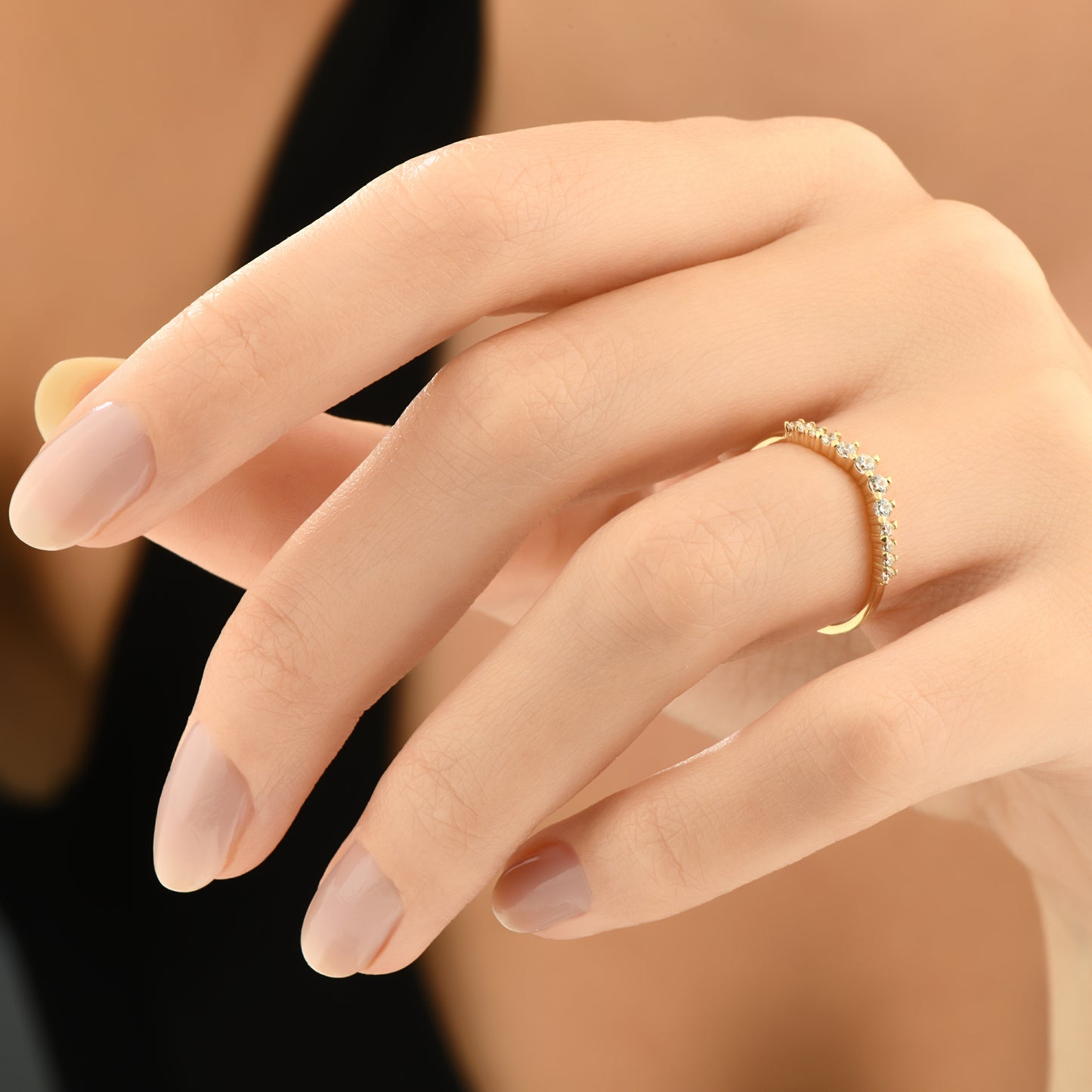 Kavisli Taç 14 Ayar Altın Yüzük