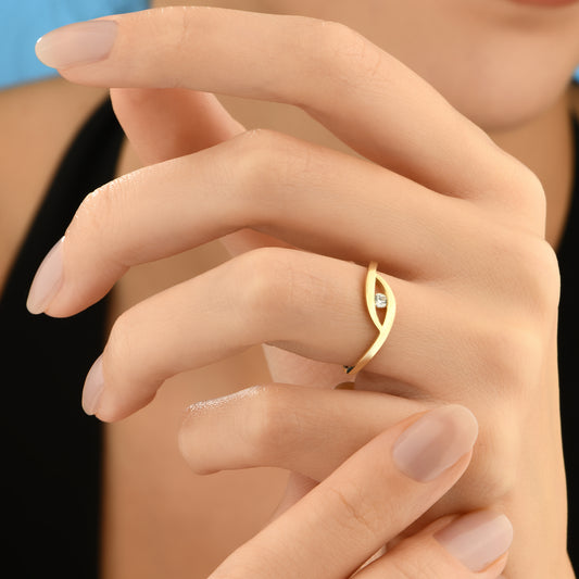 Nazar Göz 14 Ayar Altın Yüzük