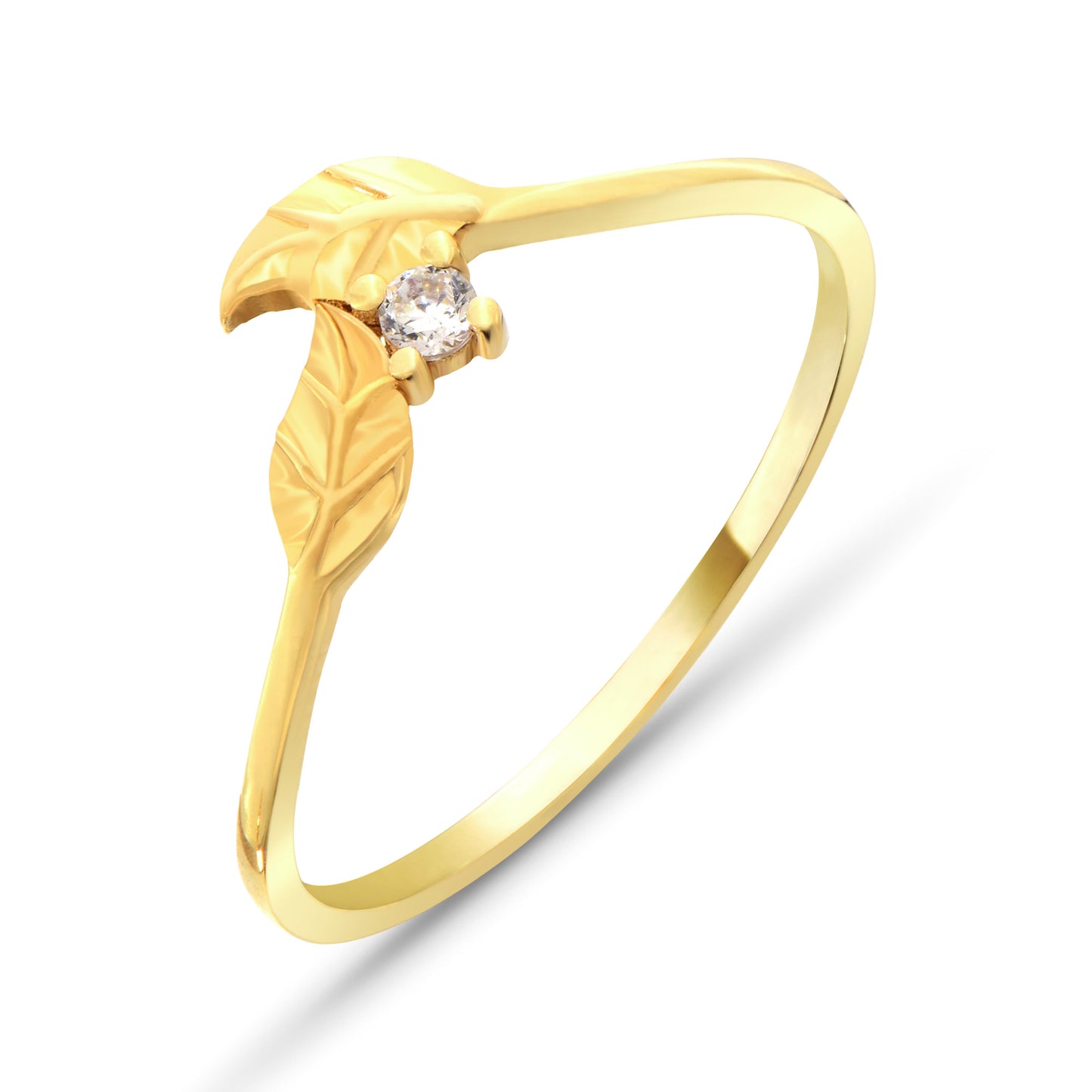 Minimal Taşlı Defne 14 Ayar Altın Yüzük