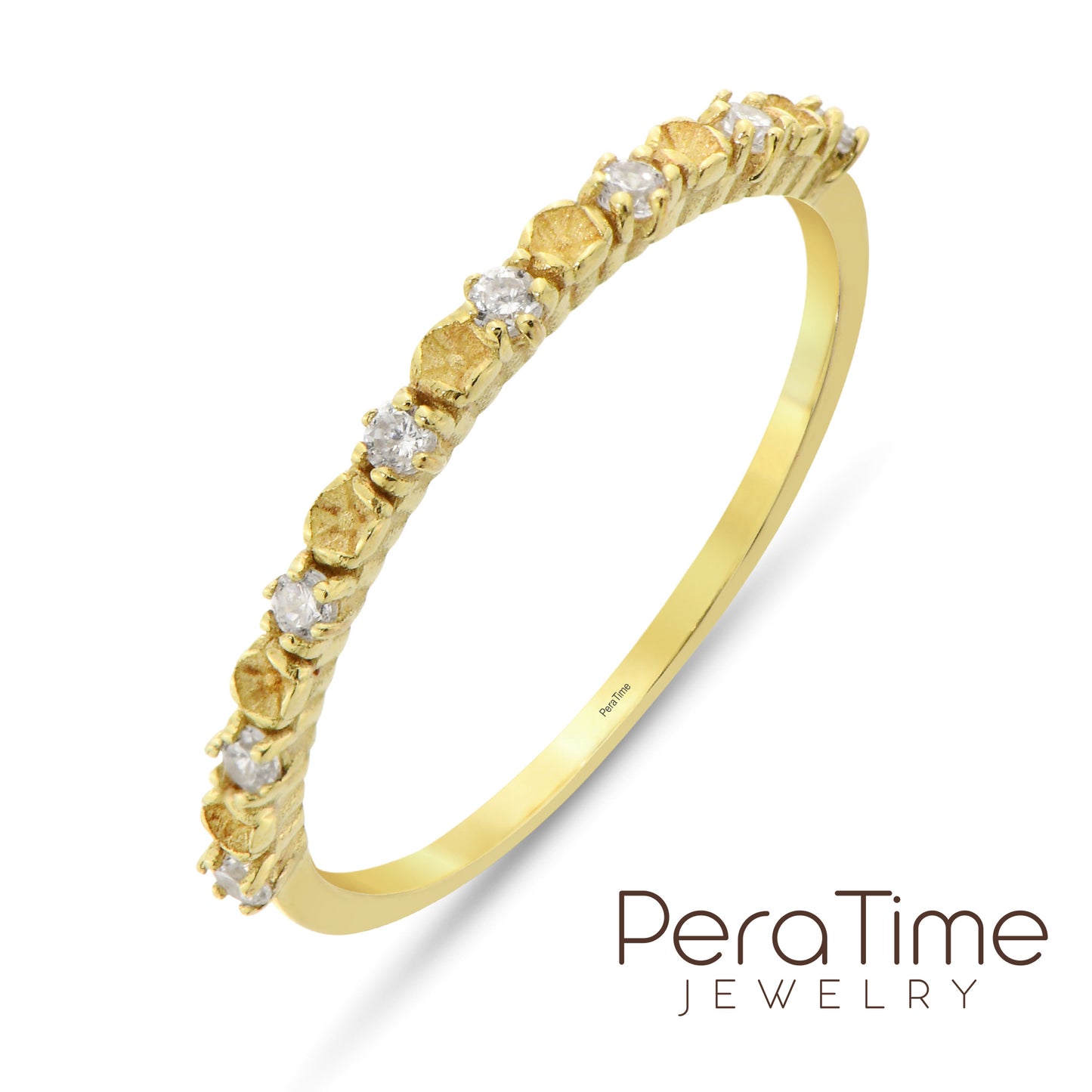 Çiçek Detaylı Taşlı 14 Ayar Altın Yüzük