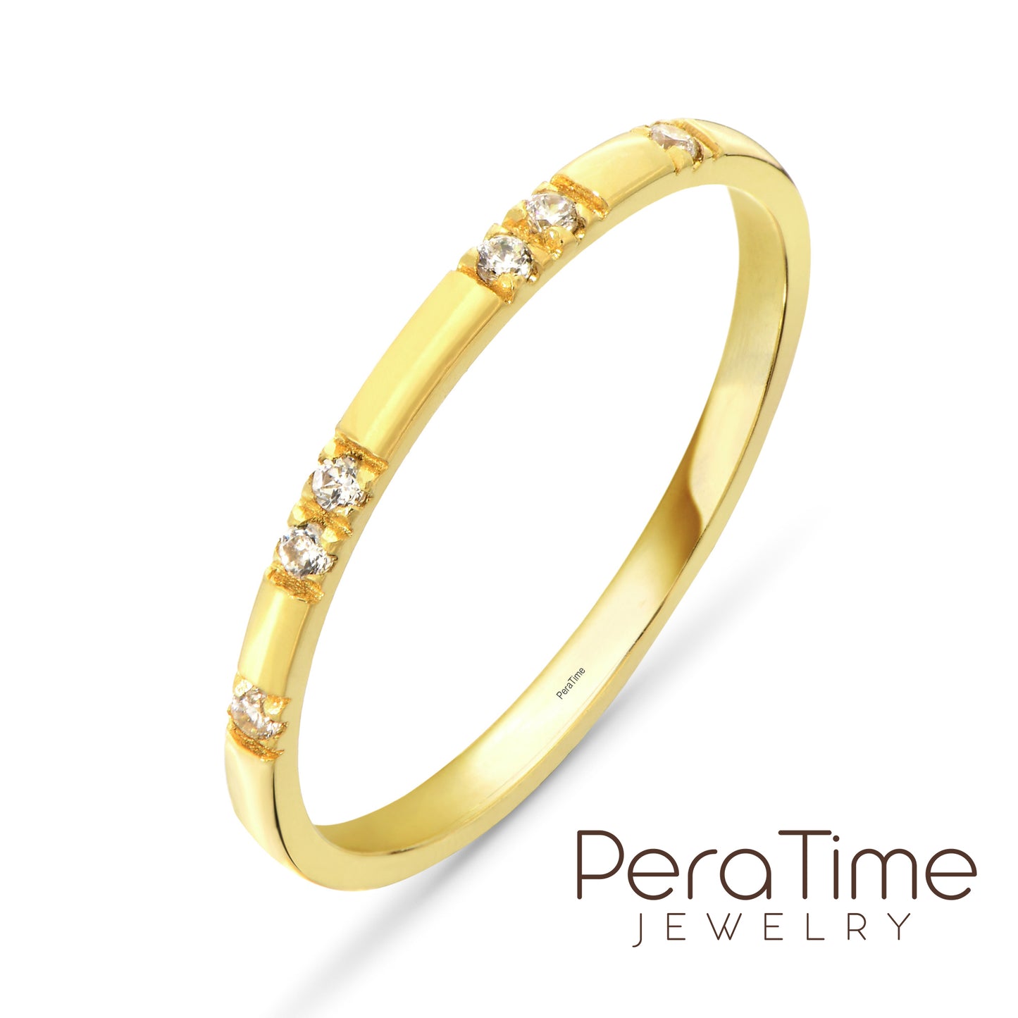 Taşlı Alyans Model 14 Ayar Altın Yüzük