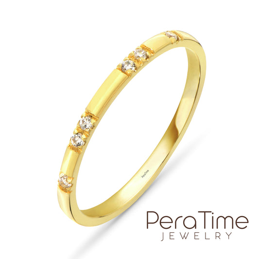 Taşlı Alyans Model 14 Ayar Altın Yüzük