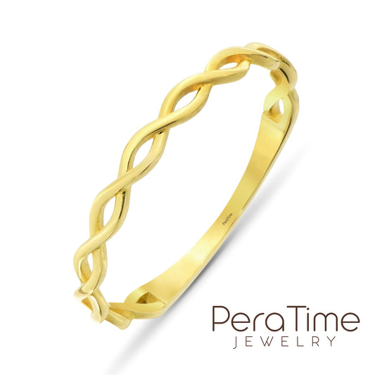 Minimal Twist 14 Ayar Altın Yüzük