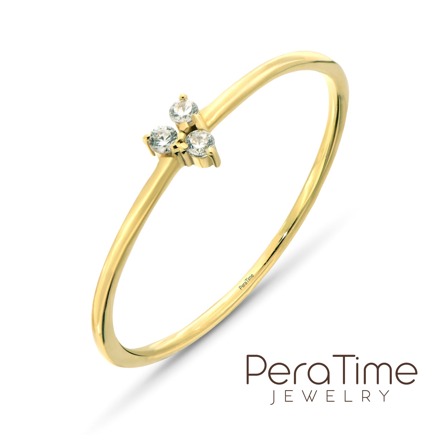 Taşlı Minimal Tasarım 14 Ayar Yüzük