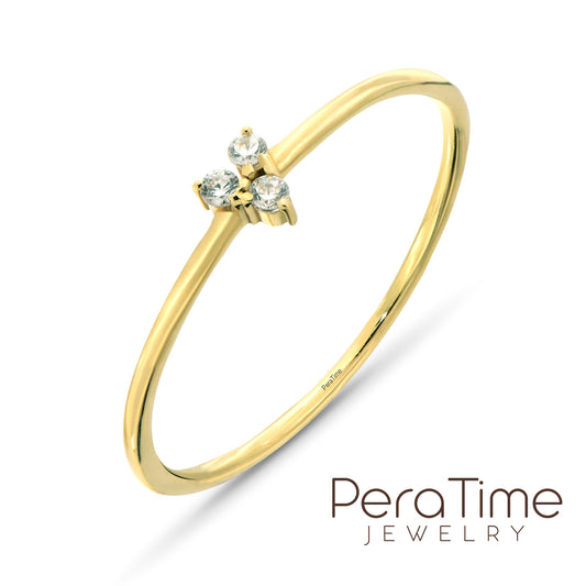 Taşlı Minimal Tasarım 14 Ayar Yüzük