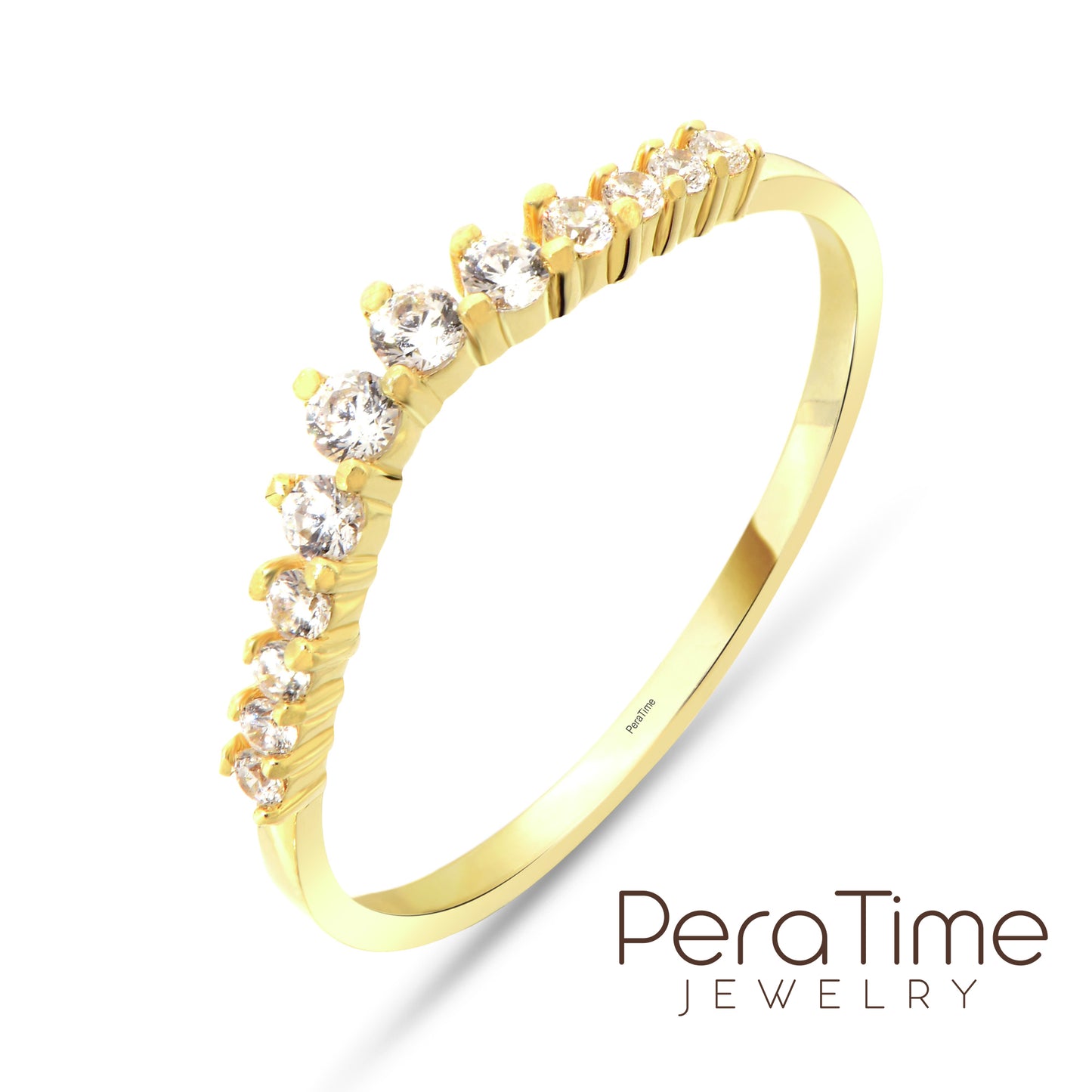 Kavisli Taç 14 Ayar Altın Yüzük