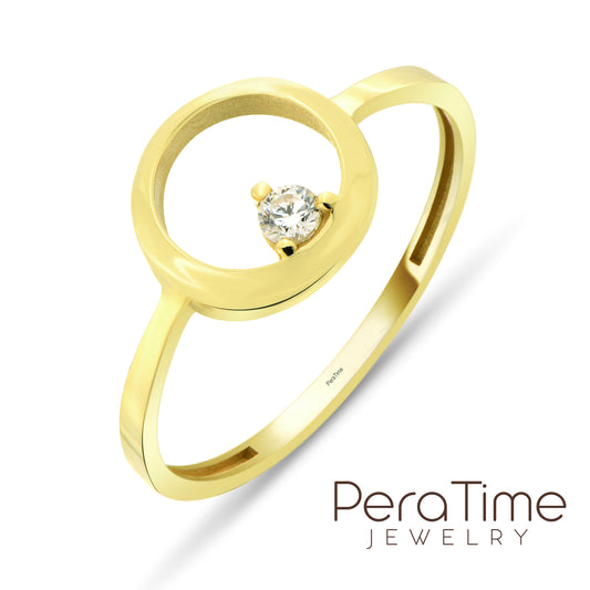 Halka Tasarım Taşlı 14 Ayar Altın Yüzük