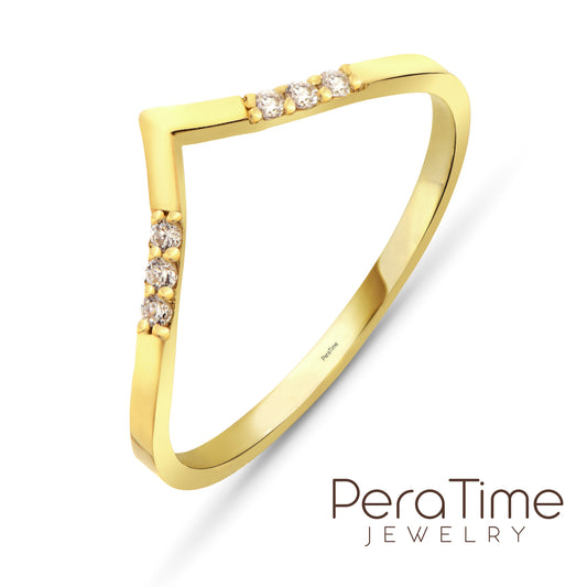 V Yüzük / Altın Chevron Yüzük