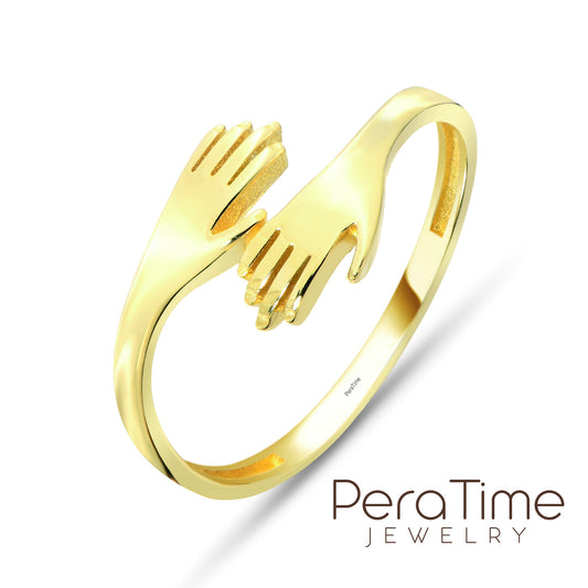 Sarılan Yüzük / Hug Me Yüzük 14 Ayar Altın