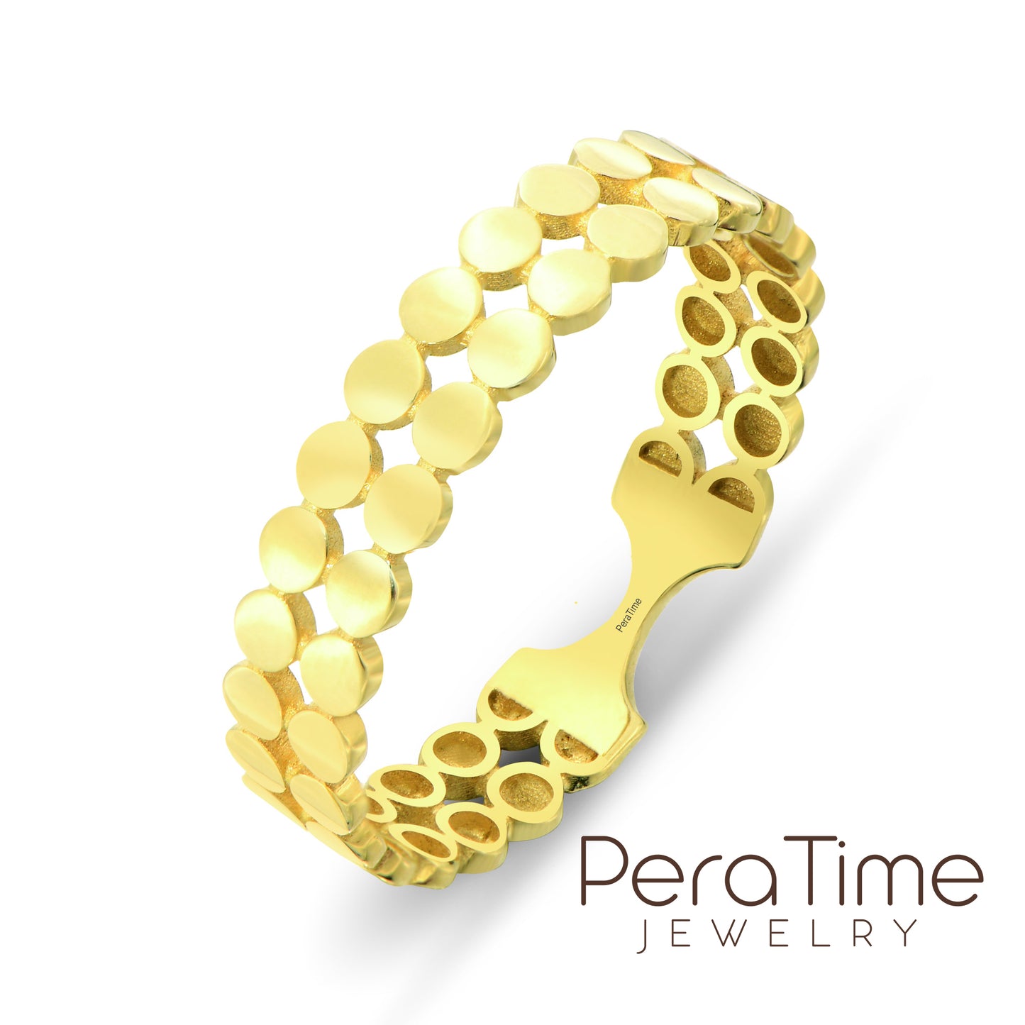 Çift Sıralı Petek Model Minimal Tamtur 14 Ayar Altın Yüzük