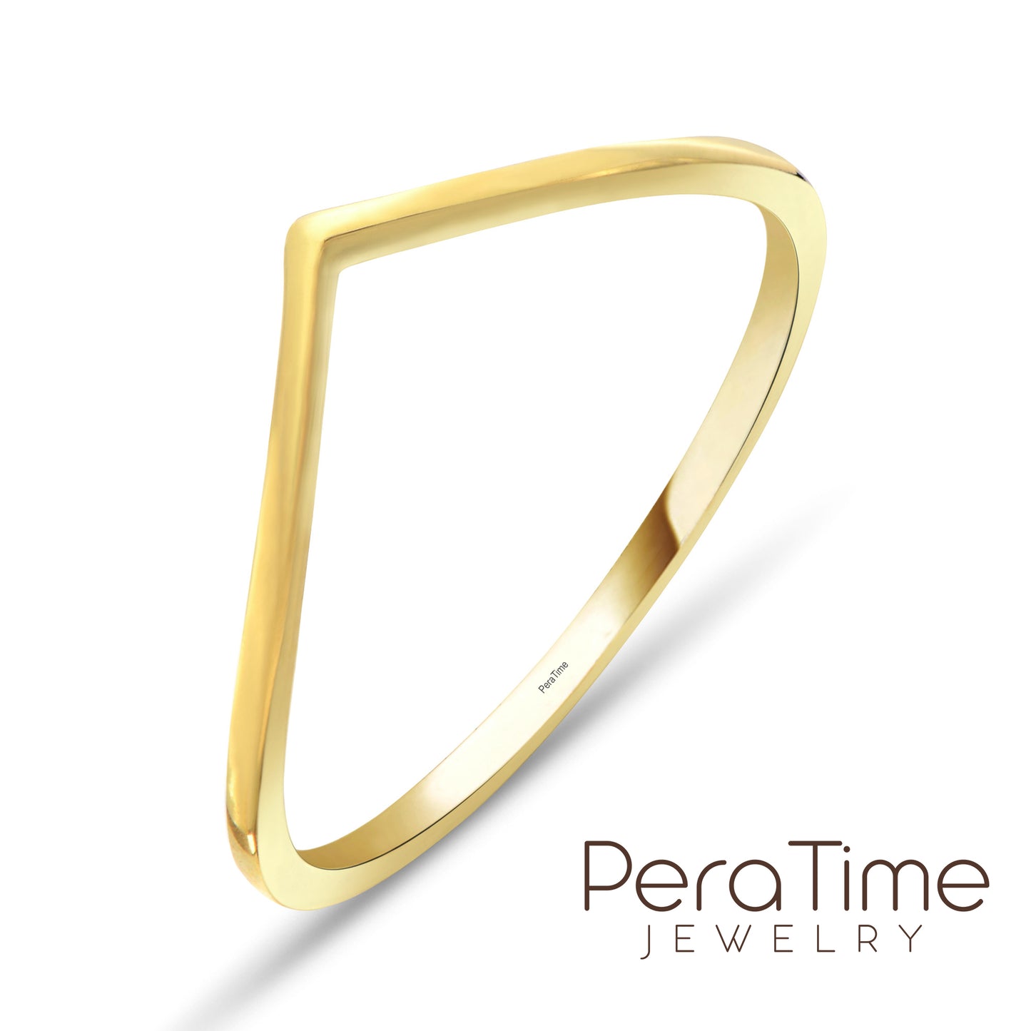 Minimal V Yüzük 14 Ayar Altın