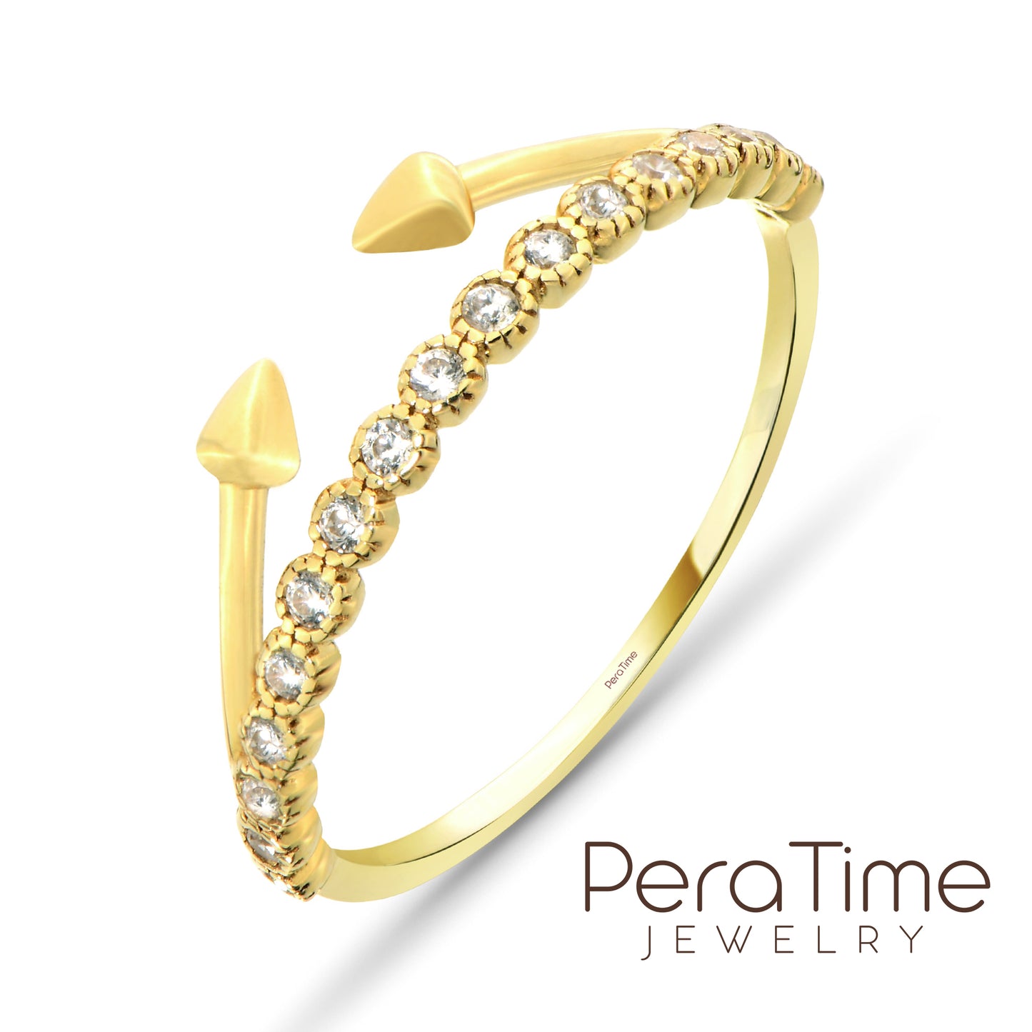 Taş ve Ok Tasarım 14 Ayar Altın Yüzük