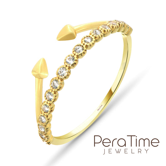 Taş ve Ok Tasarım 14 Ayar Altın Yüzük