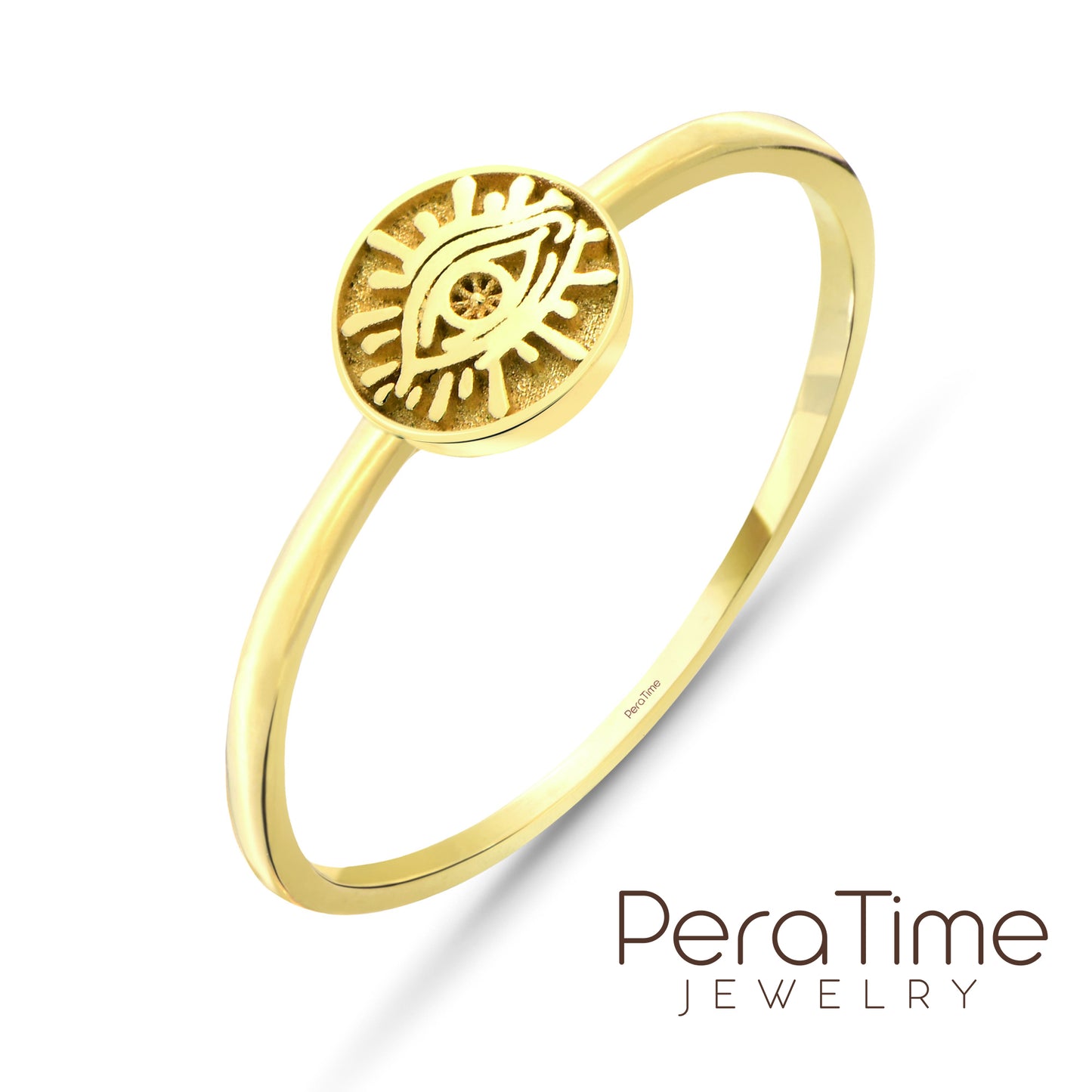 Antik Nazar Göz 14 Ayar Altın Yüzük