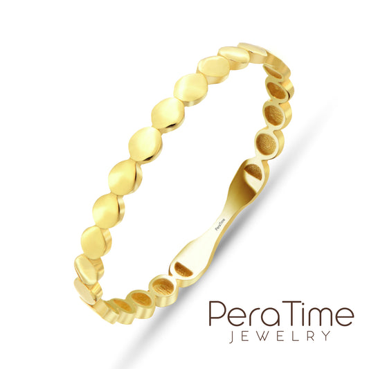 Petek Model Tamtur Minimal Yüzük 14 Ayar Altın