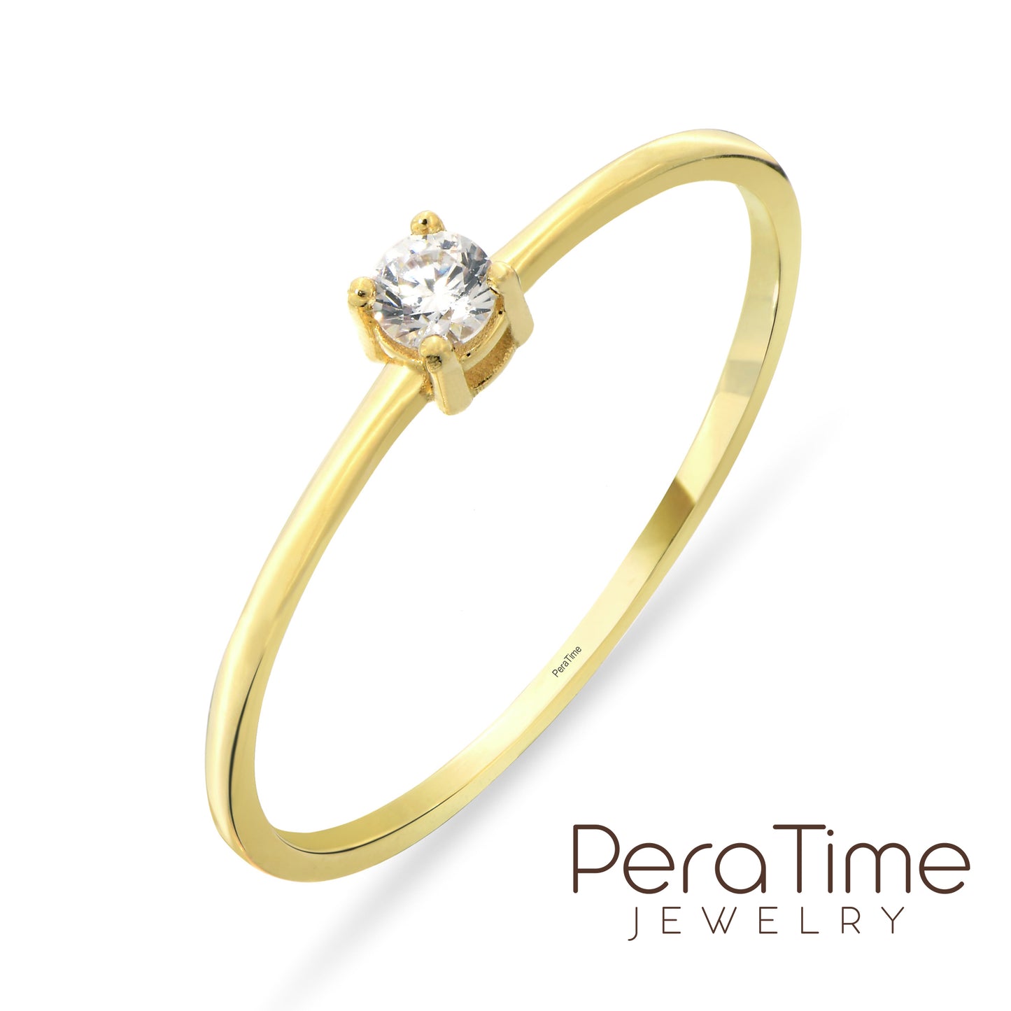 4 Tırnaklı Minimal Altın Tektaş Yüzük