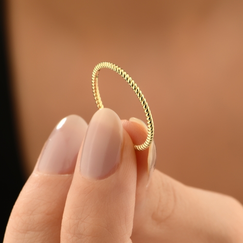 14 Ayar Twist Altın Yüzük - Detay Fotoğrafı Önizlemesi -5