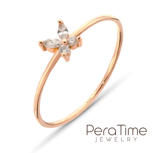14K Marquise Butterfly Gold Ring - Detay Fotoğrafı Önizlemesi -5
