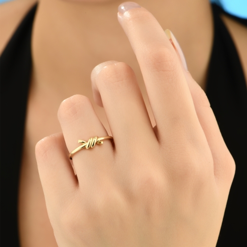Minimalist Knot Ring, 14k Solid Gold Knot Ring